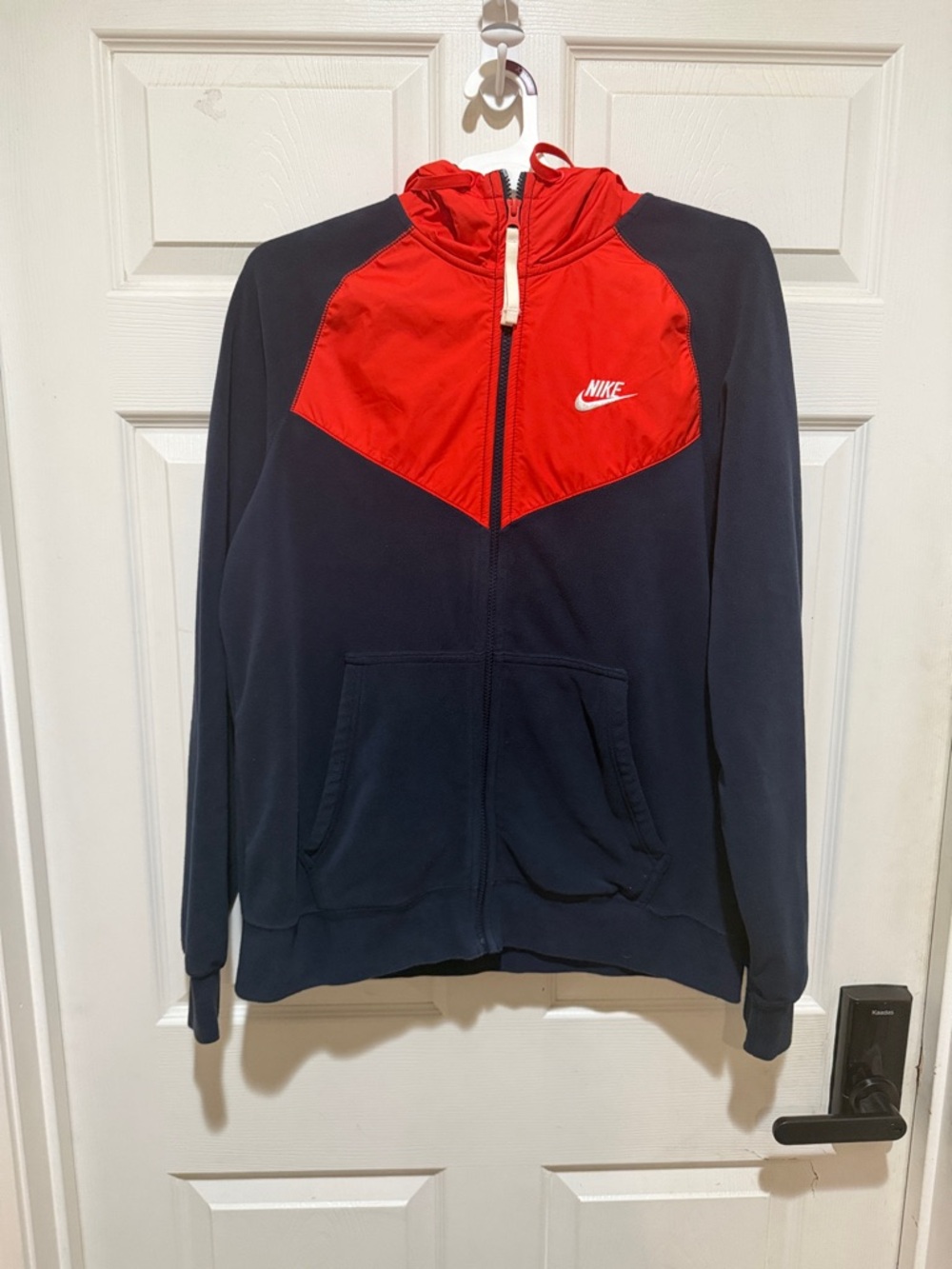 Nike Navy and Red Hooded Zip-Up Jacket